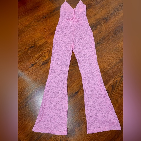 NWT Elegant Pink Lace Jumpsuit - Picture 2 of 8
